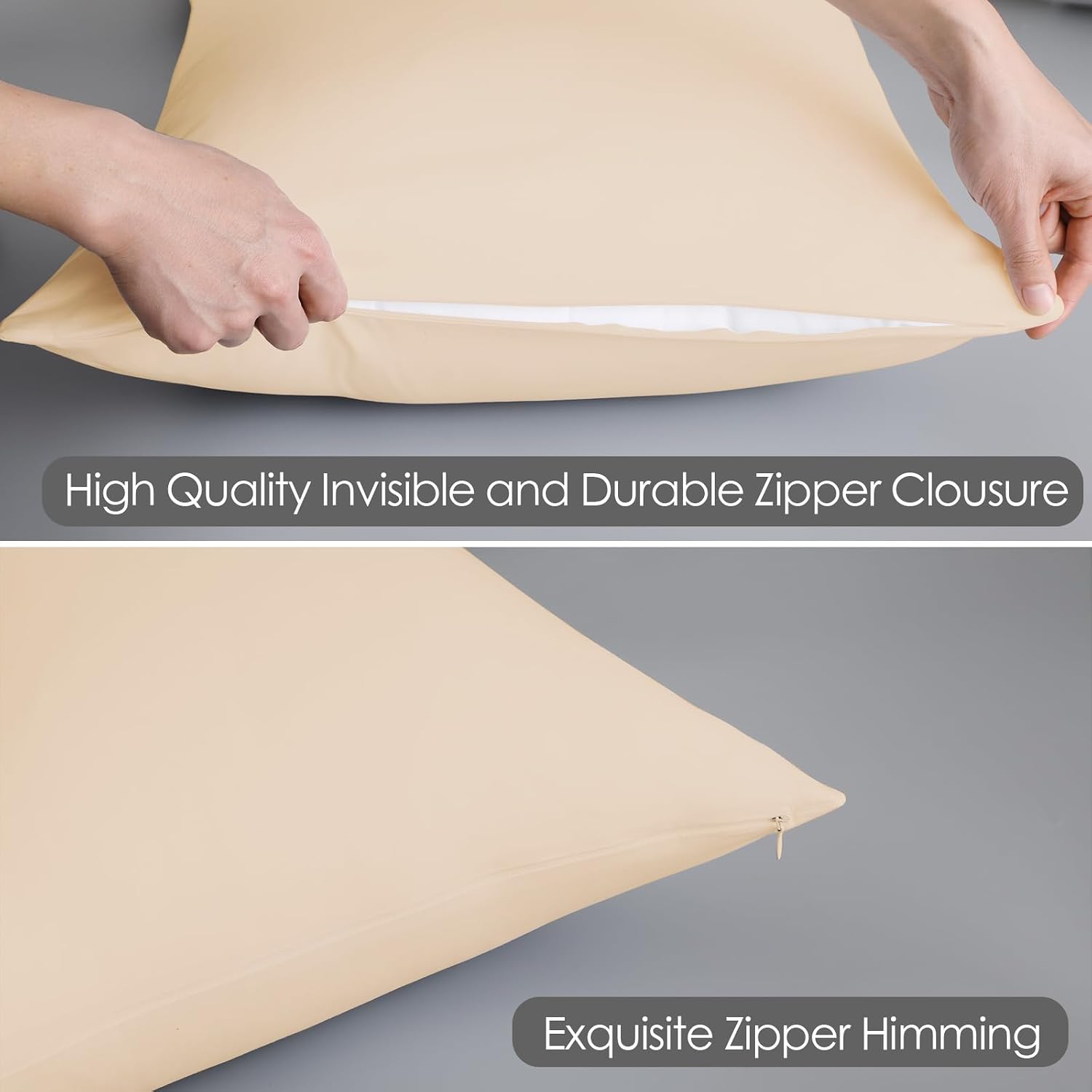 ShunjieHome 100% Egyptian Cotton Pillow Protectors Set of 4, 400 Thread Count Sateen Weave Pillowcase, easy maintenance Zippered Style…