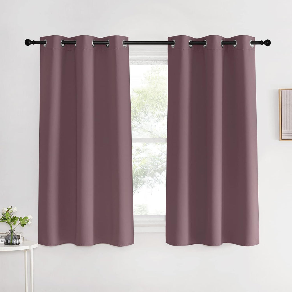 NICETOWN Kitchen Curtains, Short Curtains for Bedroom Windows, Dry Rose, 42" W by 60" L, 1 Pair, Thermal Insulated Room Darkening Curtain…