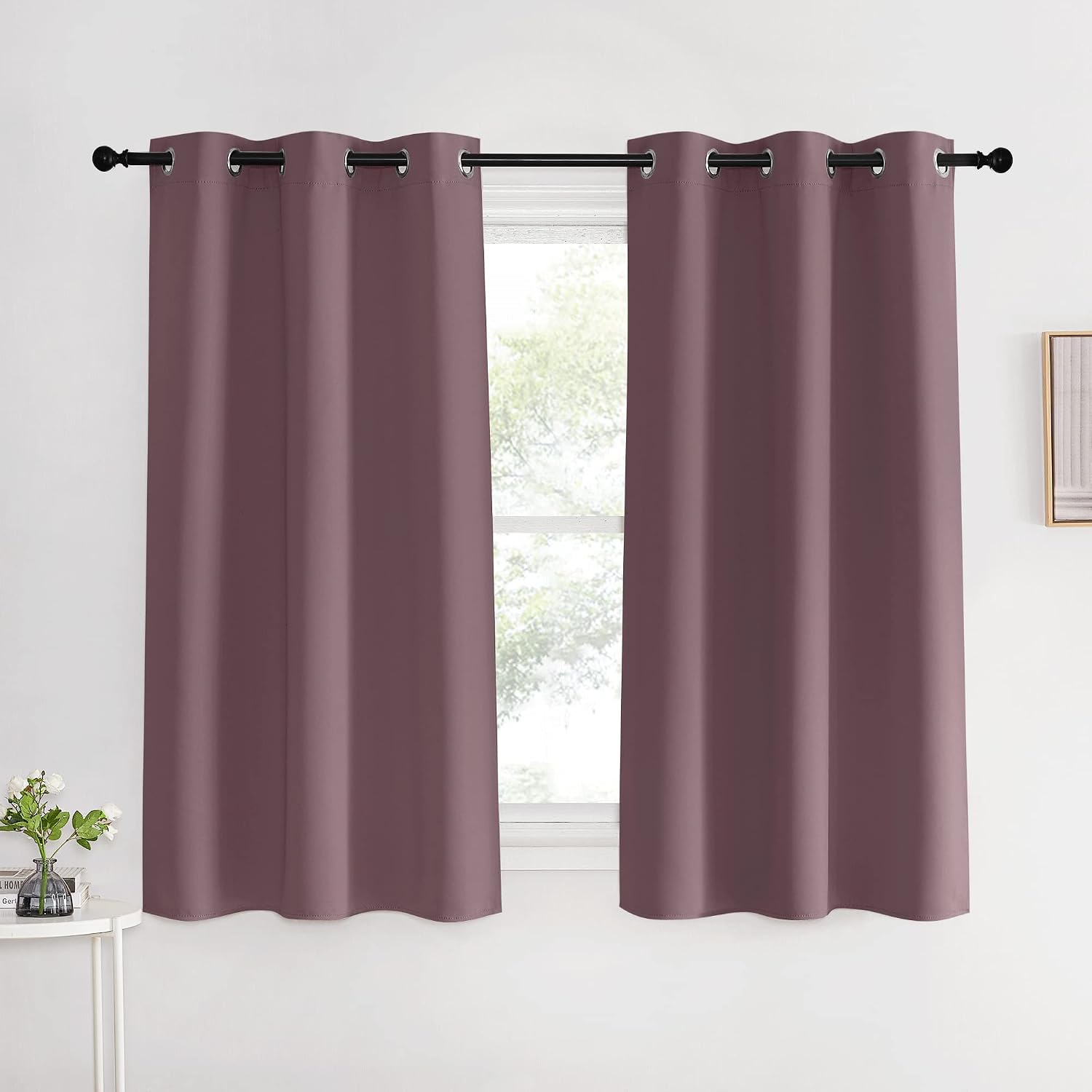 NICETOWN Kitchen Curtains, Short Curtains for Bedroom Windows, Dry Rose, 42" W by 60" L, 1 Pair, Thermal Insulated Room Darkening Curtain…