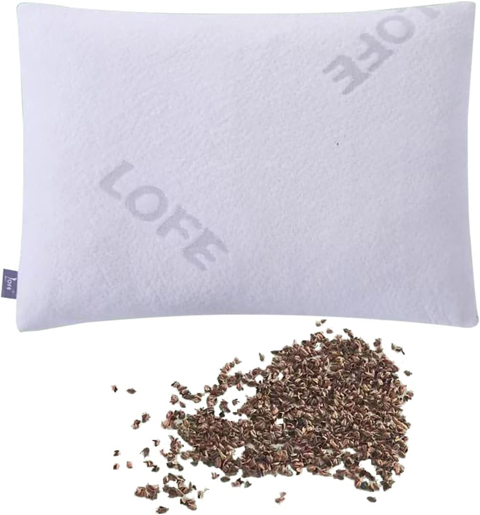 LOFE® Organic Buckwheat Pillow for Sleeping -14''x20'', Adjustable Loft, Breathable for Cool Sleep, Cervical Support for Back and Side…