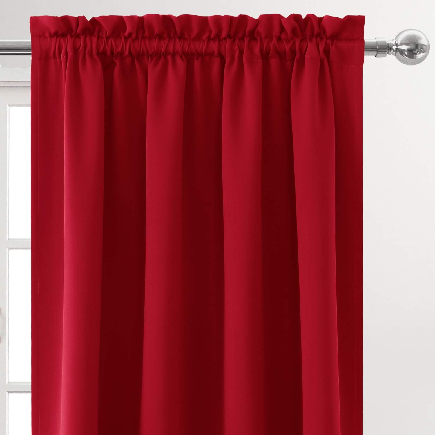 Dwcn Christmas Blackout Curtains Room Darkening Thermal Insulated Bedroom Curtains Window Curtain Panels, 52 x 54 inches Long, Set of 2 Red…