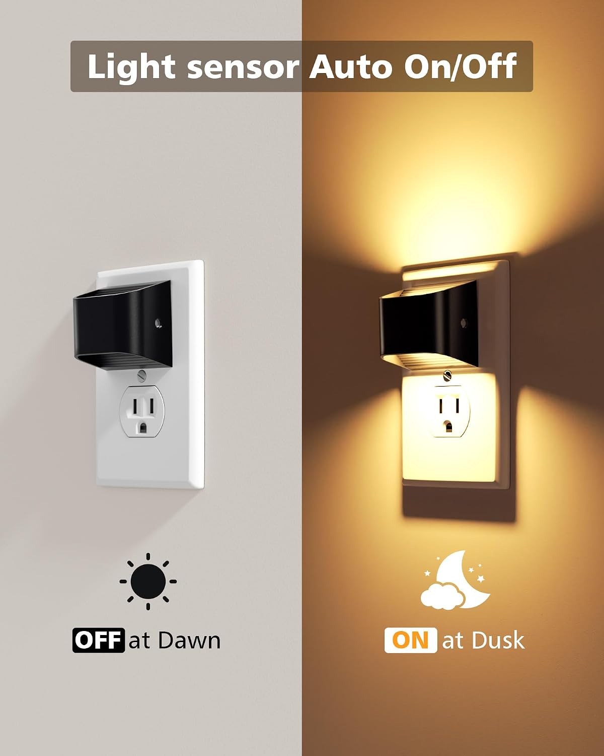 VOLISUN Night Lights Plug into Wall, 4 Pack Up and Down LED Night Light with Dusk to Dawn Light Sensor, 3000K Warm White Nightlight for…