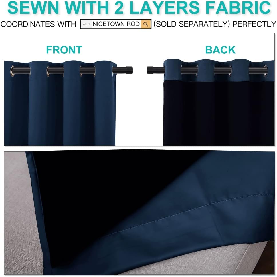 Nicetown Full Shade Curtain Panels, Pair of Energy Smart & Noise Blocking Out Blackout Drapes for Apartment Window, Thermal Insulated Guest…