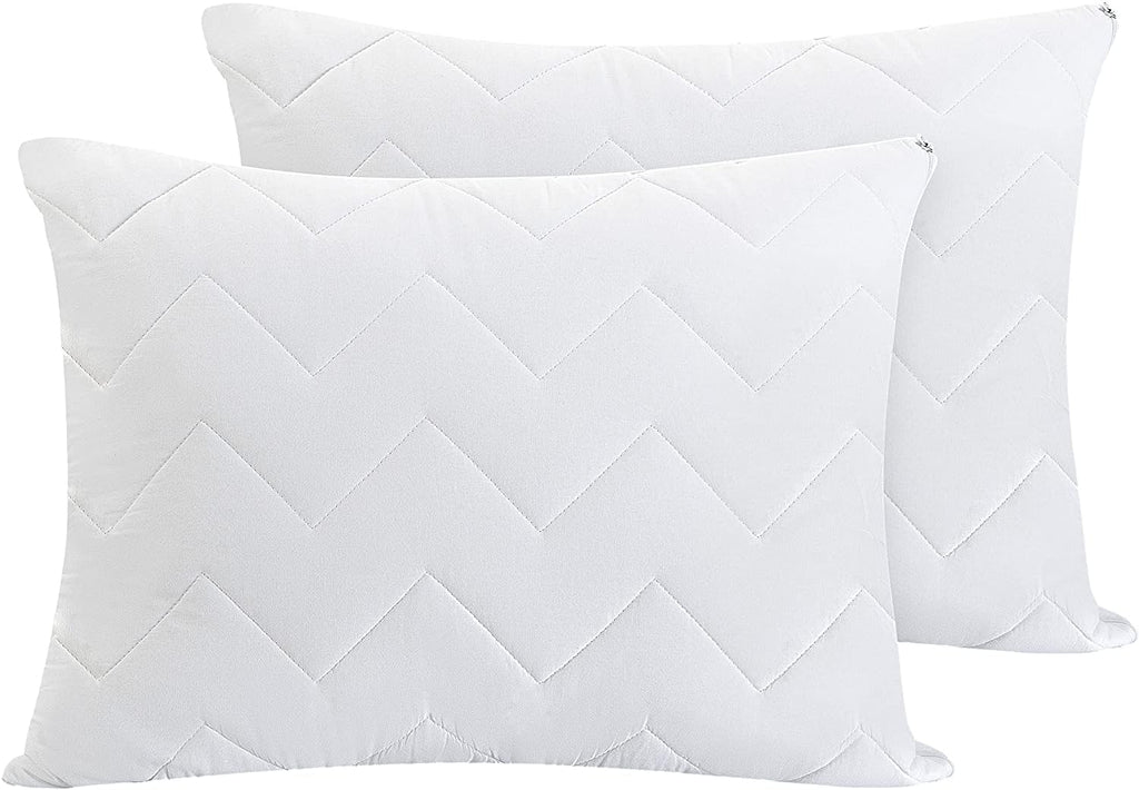 Waterguard Waterproof Pillow Protectors Quilted, Zippered Pillow Cases, 100% Cotton Top, Microfiber Filled Pillow Covers, Queen Size…