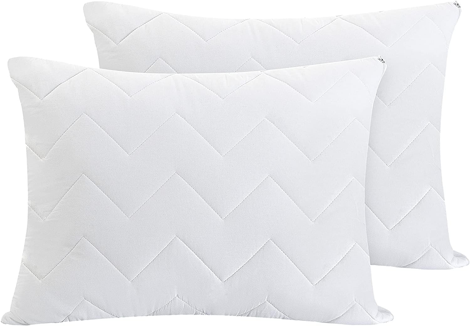 Waterguard Waterproof Pillow Protectors Quilted, Zippered Pillow Cases, 100% Cotton Top, Microfiber Filled Pillow Covers, Queen Size…