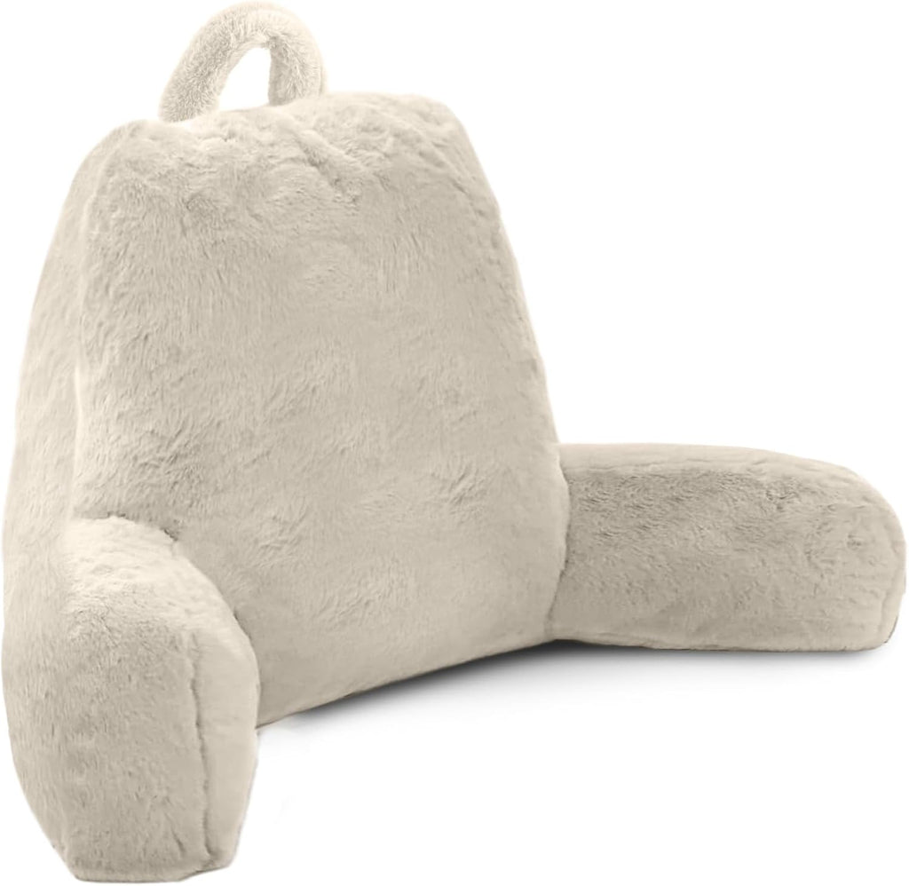OAISZ Reading Pillow for Sitting in Bed Adult, Reading Pillow with Shredded Memory Foam, Bed Pillow with Faux Fur Washable Cover, Back…