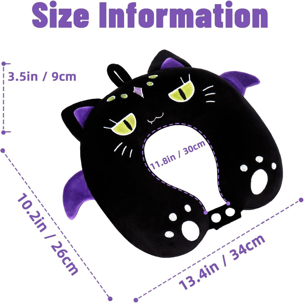 NiuniuDaddy Niuniu Daddy Black Cat Kids Neck Travel Pillow for Kids, Compact Portable Travel Neck Pillow Supportive for Airplane Car Reclin…