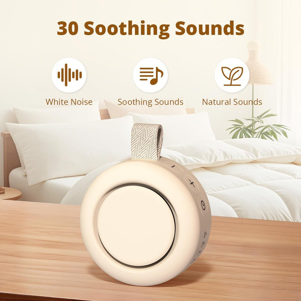 Portable Sound Machine Mini White Noise Machine Powerful Battery 30 Soothing Sounds 4 Timers Memory Function for Baby Kids Adults Brown…