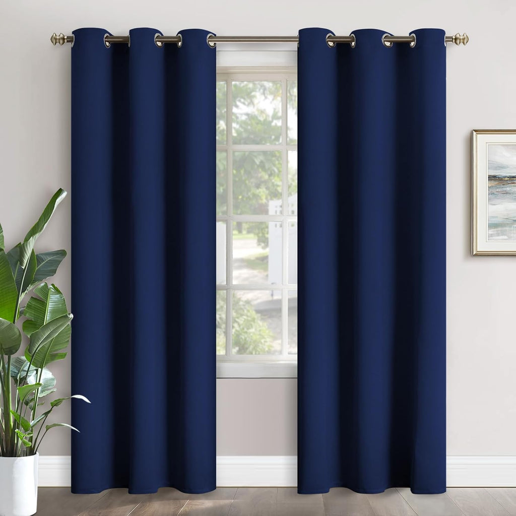YoungsTex Navy Blue Blackout Curtains 84 Inches Long for Bedroom - Thermal Insulated Drapes with Grommet Room Darkening for Living Room Pri…