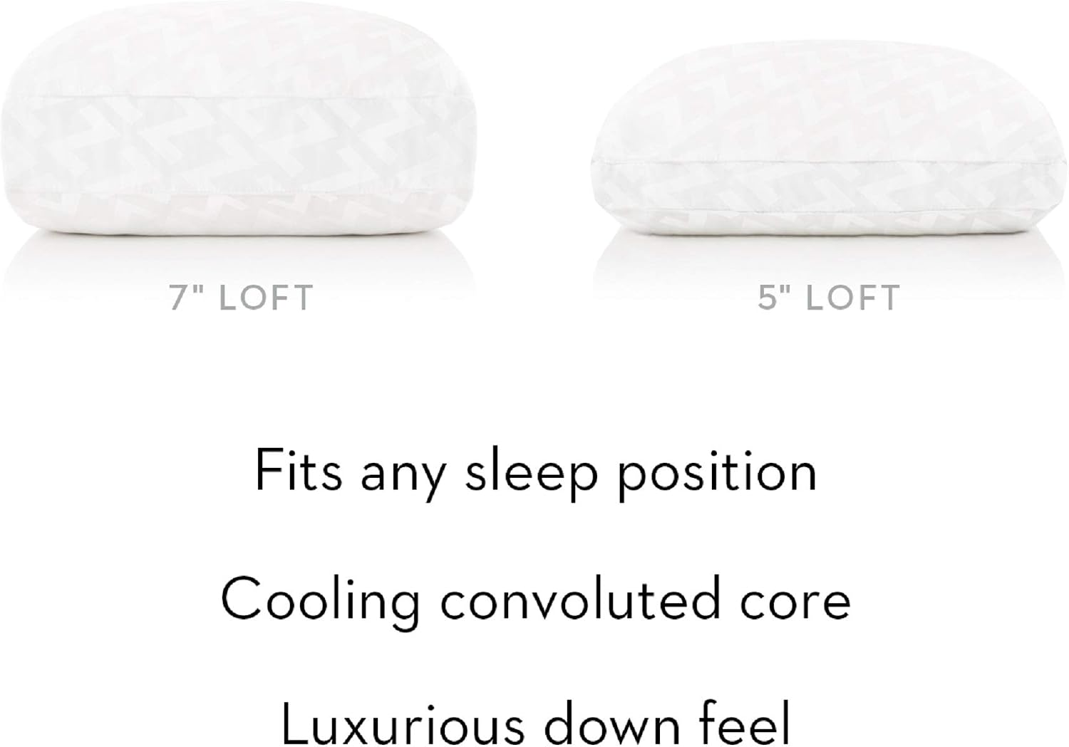 Z CONVOLUTION Pillow - Gel Infused DOUGH Memory Foam Core with GELLED MICROFIBER Fill - 3 Levels of Support - Standard - High Loft