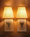 2-Pack Decorative Night Lights Plug into Wall, Vintage Night Light with Linen Shade & Replaceable Edison Bulb,2200K Warm White, Rotatable…