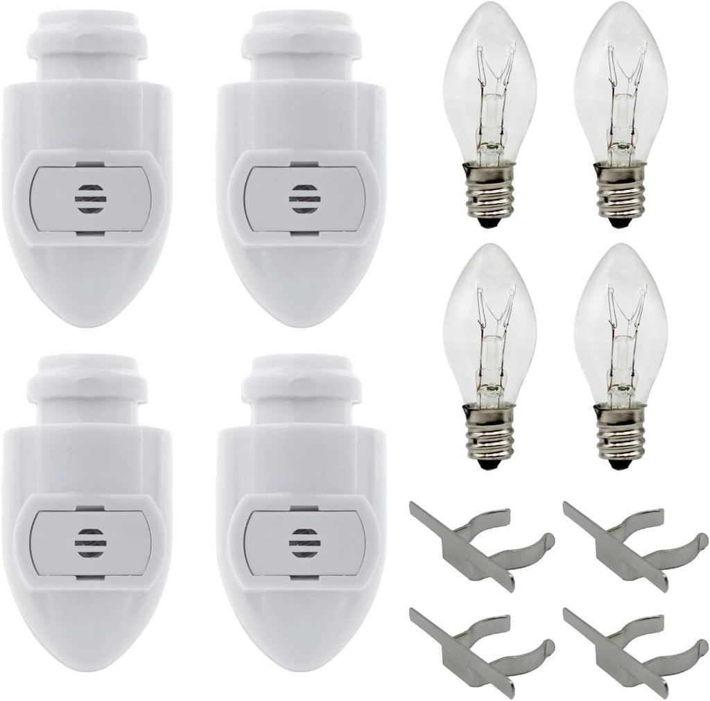 Creative Hobbies Auto On Sensor Plug in Night Light Module Includes 4 Bulbs and 4 Metal Clips, Great for Making Your Own Decorative Night…