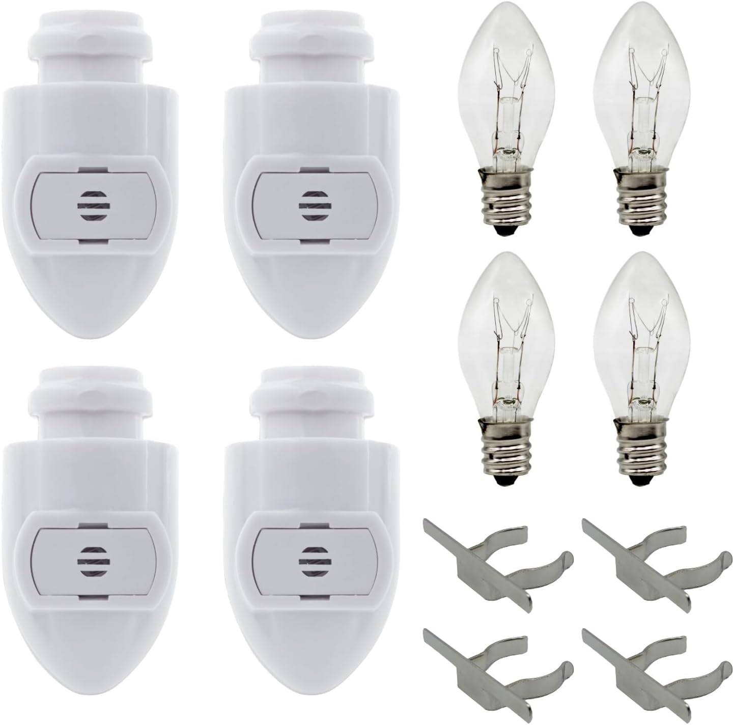 Creative Hobbies Auto On Sensor Plug in Night Light Module Includes 4 Bulbs and 4 Metal Clips, Great for Making Your Own Decorative Night…