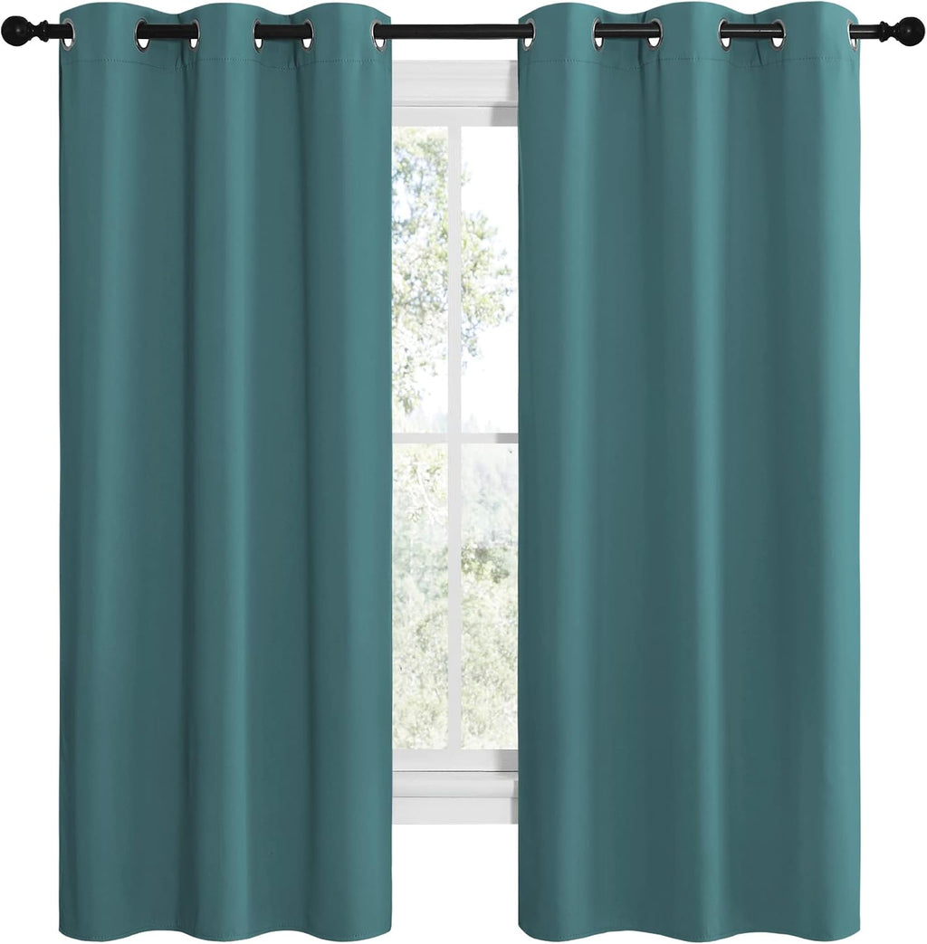 NICETOWN Kitchen Blackout Curtains 48 inches Long, Thermal Insulated Solid Grommet Blackout Curtains/Drapes/Panels for Dining Room (Sea…