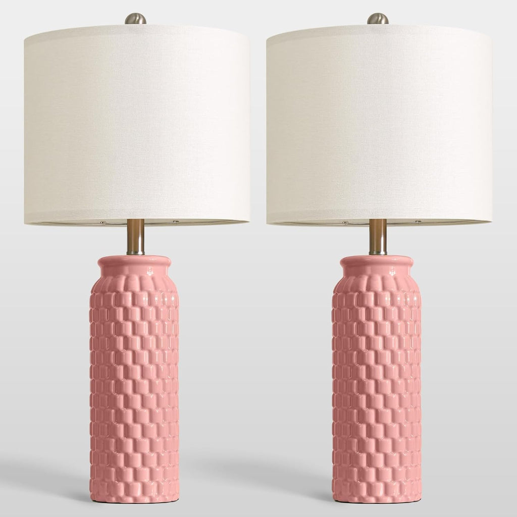 USumkky 27" Ceramic Table Lamps Set of 2 - Modern Farmhouse & Boho Style, Bedside Nightstand Lamps for Bedroom, Living Room End Table…
