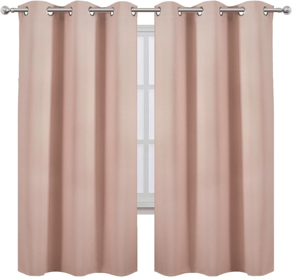 Lemomo Blush Thermal Blackout Curtains/42 x 72 Inch/Set of 2 Panels Room Darkening Curtains for Bedroom 72 Inch silver