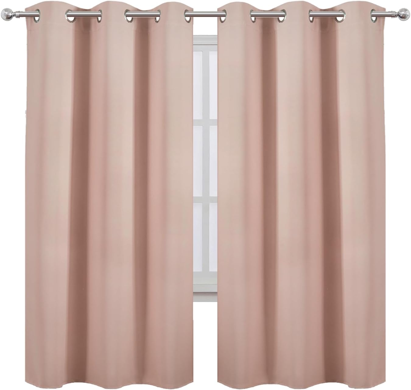 Lemomo Blush Thermal Blackout Curtains/42 x 72 Inch/Set of 2 Panels Room Darkening Curtains for Bedroom 72 Inch silver
