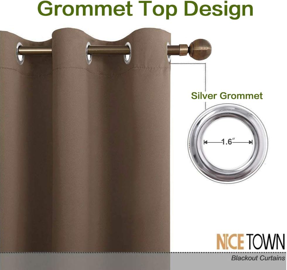 NICETOWN Small Window Blackout Curtain Panel Window Treatment Thermal Insulated Solid Grommet Blackout Drape for Cafe Store (1 Panel, 42…