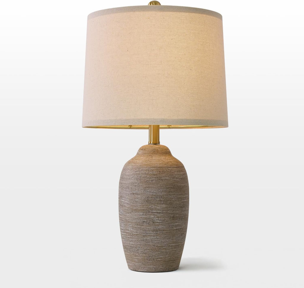 USumkky 24.5" Handcrafted Ceramic Table Lamp with 5FT Cord, Single Farmhouse Vintage Rustic Bedside Lighting for Living Room Bedroom…