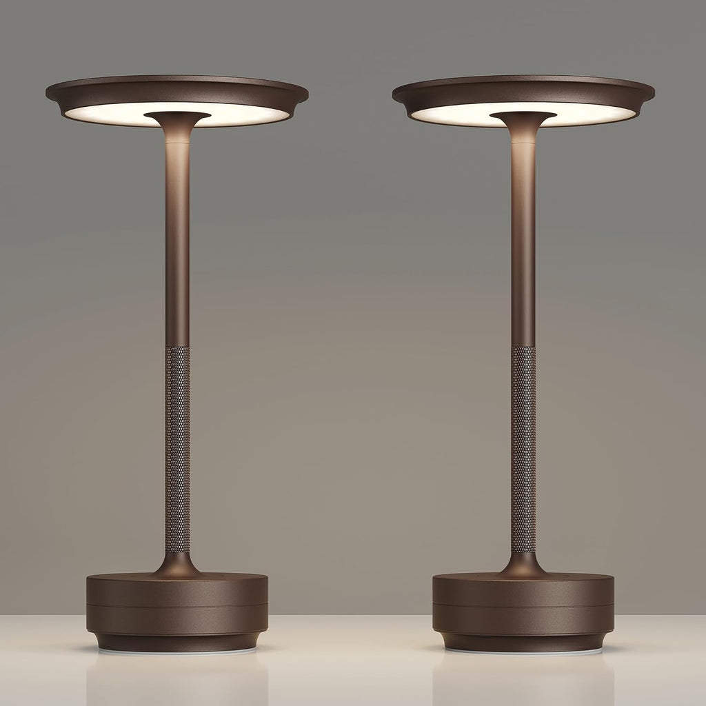 2 Pack Rechargeable Table Lamps Cordless, Portable 5000mAh Outdoor Table Light, 3 Color Stepless Dimming LED Table Lamp with Memory…
