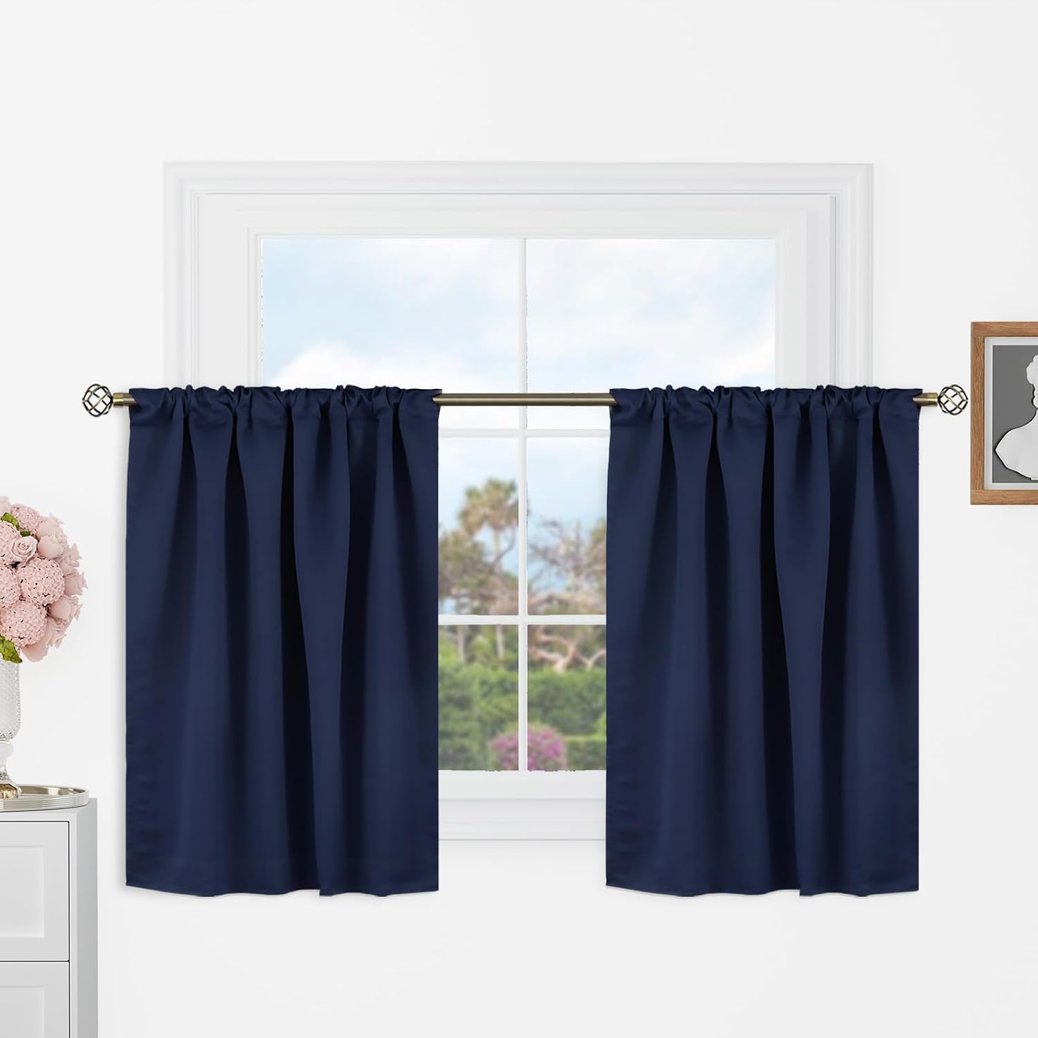 BGment Short Kitchen Curtains 36 Inch Length for Half Windows - 34 x 36 inch Curtains Rod Pocket and Back Tab Thermal Insulated Room Darken…