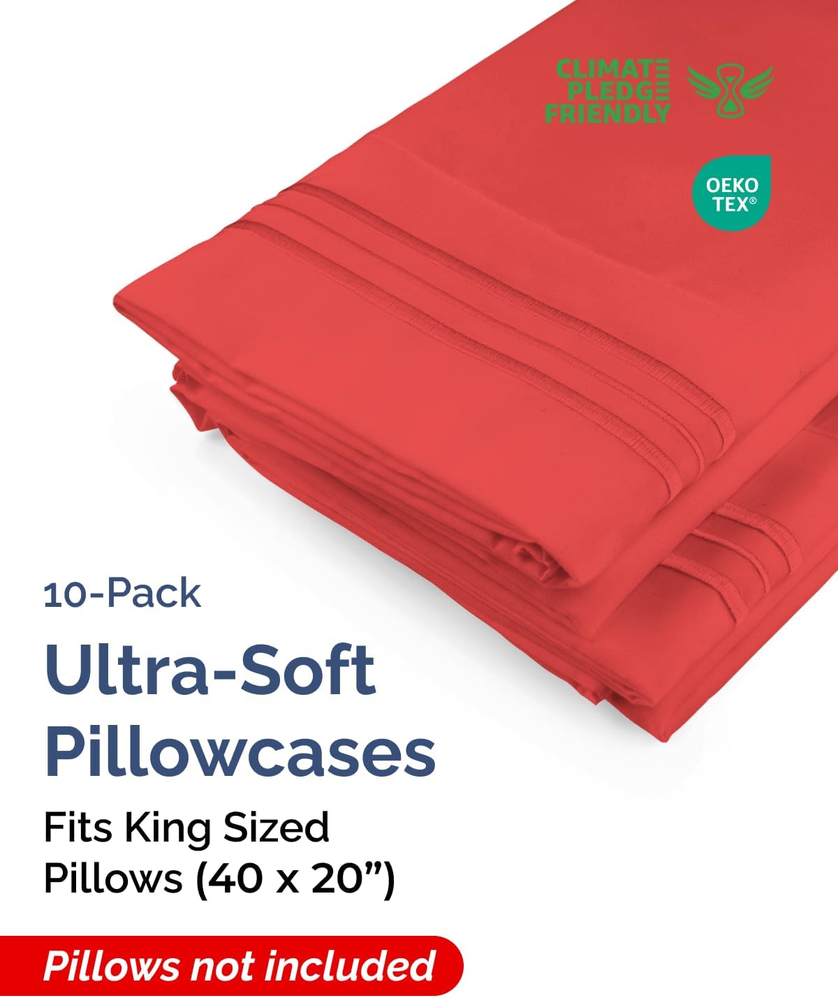 King Pillow Cases Set of 10 - Ultra Soft Hotel Quality Pillowcase Covers - Comfy, Cozy & Wrinkle Free - Shrink, Stain & Fade Resistant…