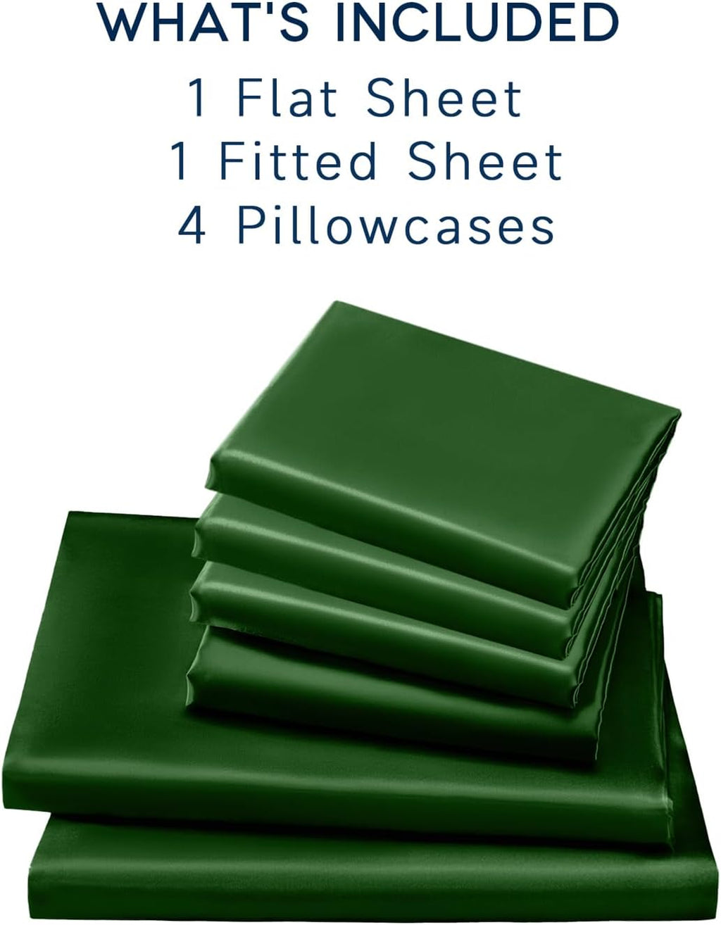 Golal Satin Sheets King Size - 6 Pieces Luxury Silky Soft Bed Sheets, Wrinkle-Free Dark Green Satin Silk Sheet Set with 1 Deep Pocket Fitte…