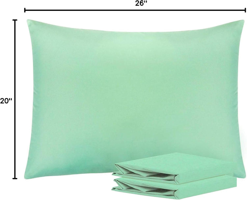 Ntbay Standard Pillowcase Set - 2 Pack Brushed Microfiber 20x26 Pillowcases - Soft, Wrinkle-Free, Fade-Resistant, Stain-Resistant, Sea Gree…