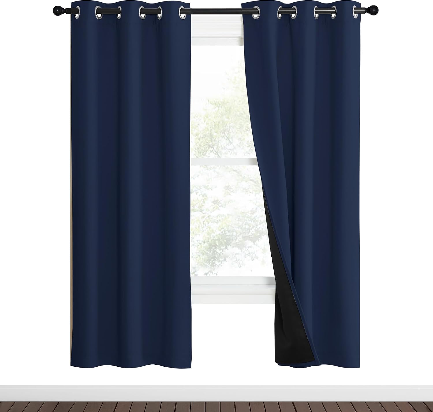 Nicetown 100% Blackout Curtain Set, Thermal Insulated & Energy Efficiency Window Draperies for Guest Room, Full Shading Panels for Shift Wo…