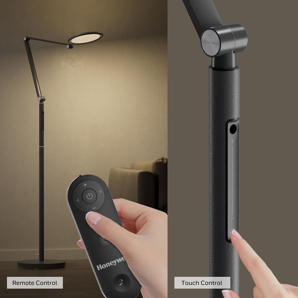 Honeywell LED Floor Lamp - F01BK SunturaluxTM Eye Caring Dimmable Standing Light with Remote, Bright Natural Daylight 5 Colors & 5…