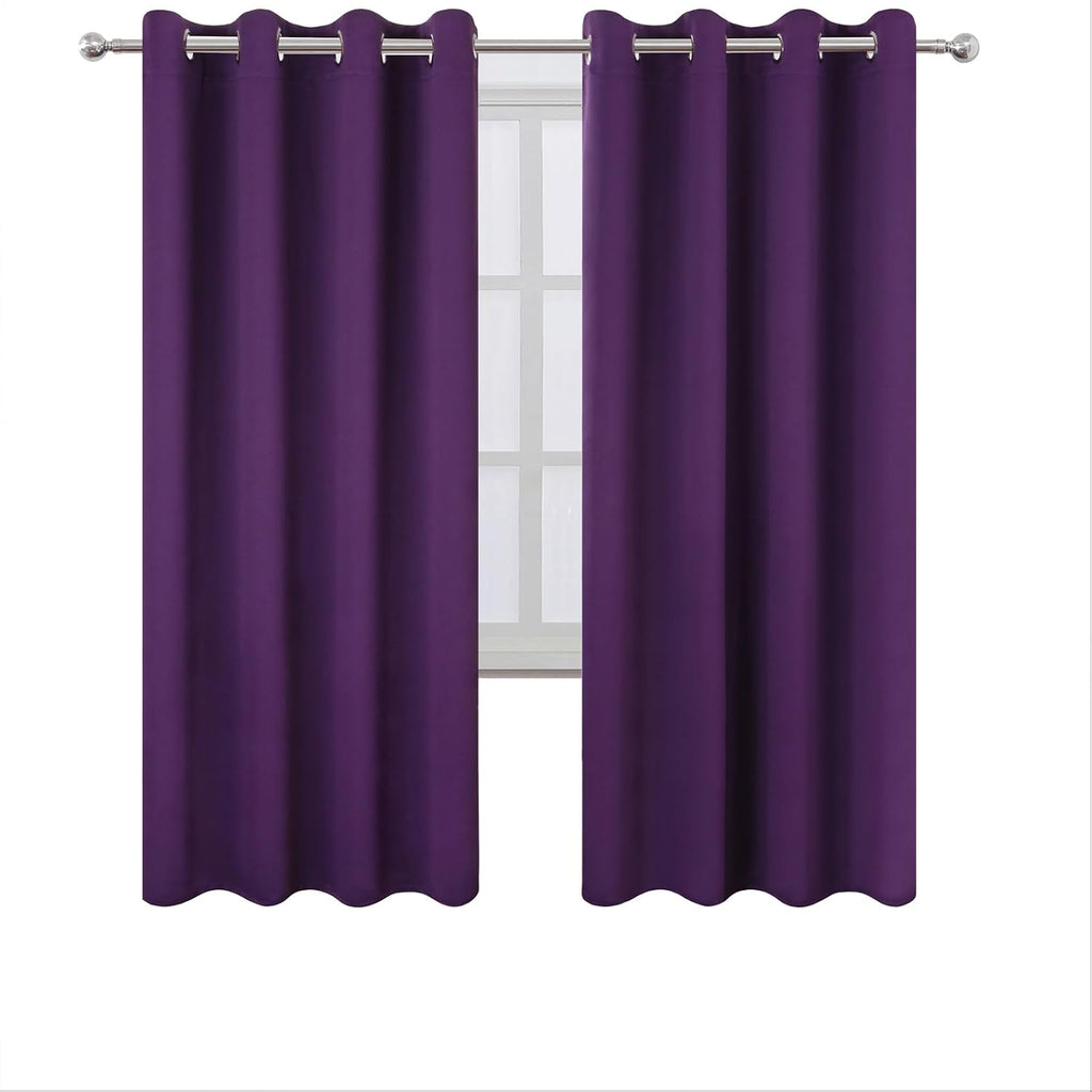 Lemomo Blackout Curtains 66 x 72 Inch Long Purple Curtains Set of 2 Panels Room Darkening Curtains for Bedroom and Living Room 72 Inch silv…