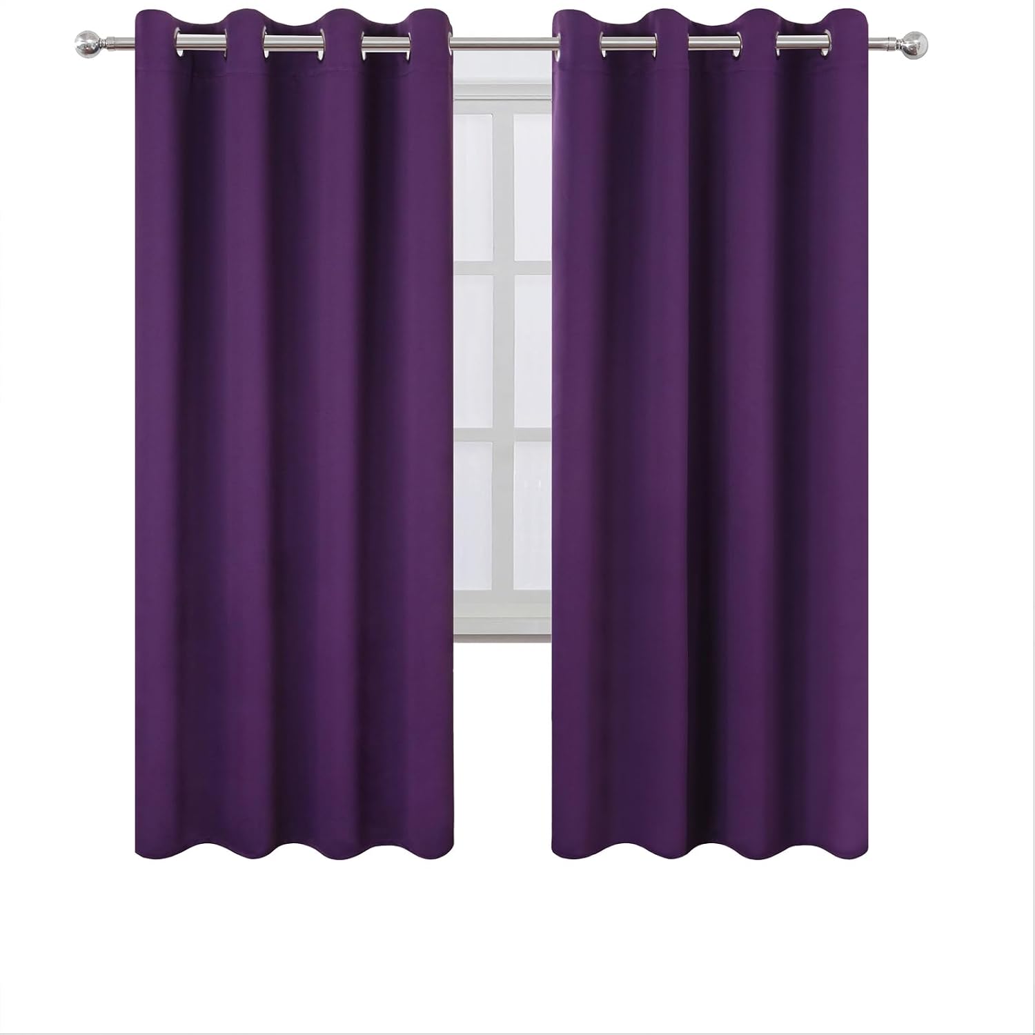 Lemomo Blackout Curtains 66 x 72 Inch Long Purple Curtains Set of 2 Panels Room Darkening Curtains for Bedroom and Living Room 72 Inch silv…