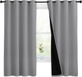 Nicetown 100% Blackout Curtains with Black Liners, Thermal Insulated Full Blackout 2-Layer Lined Drapes, Energy Efficiency Window Draperies…