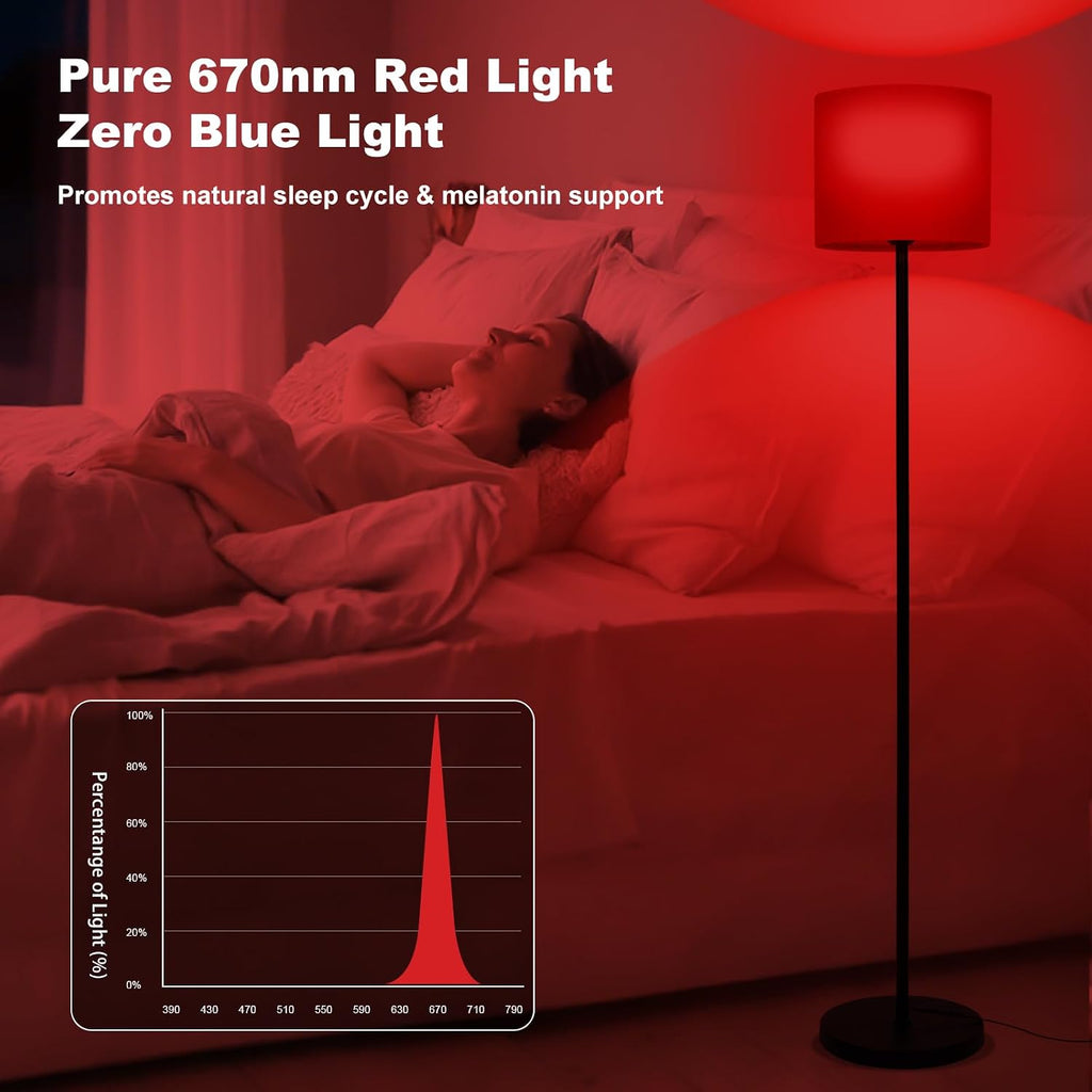 Floor Lamp with Red Light - 670nm Red Night Light for Sleep, 3CCT LED Standing Lamp with Remote, Dimmable Modern Floor Light with Timer…