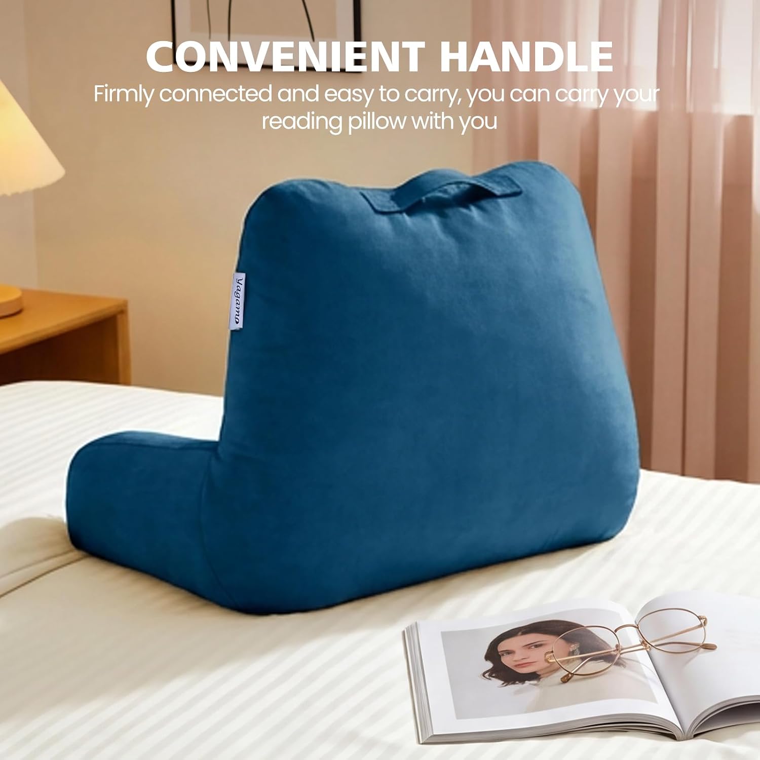 Reading Pillow for Bed Sitting Up, Adults and Teens Backrest with Arms, Velvet Back Support Pillow for Sitting on Sofa, Couch with…
