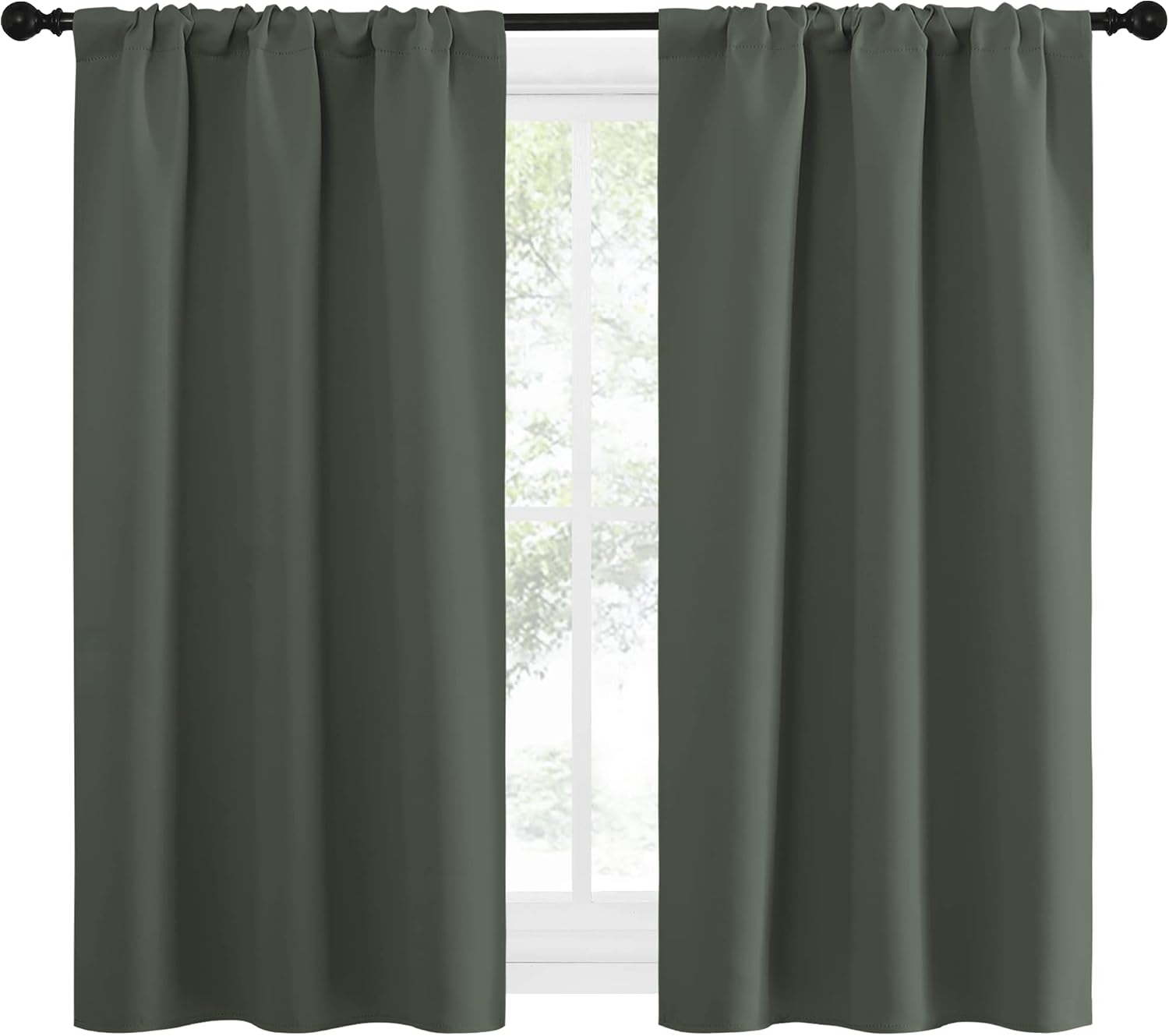 NICETOWN Bedroom Curtains Blackout Draperies - All Season Thermal Insulated Solid Rod Pocket Top Blackout Curtains/Drapes for Kid's Room…
