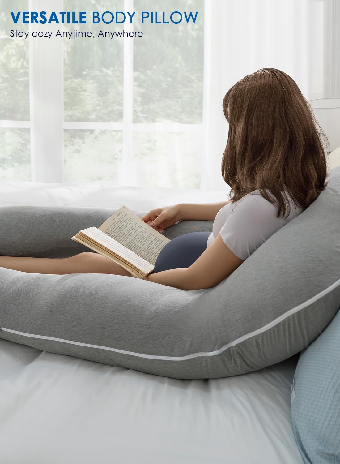 QUEEN ROSE Pregnancy Pillows, Cooling Maternity Pillow for Sleeping, 55in U Shaped Body Pillow for Pregnant Support, with Removable Silky…