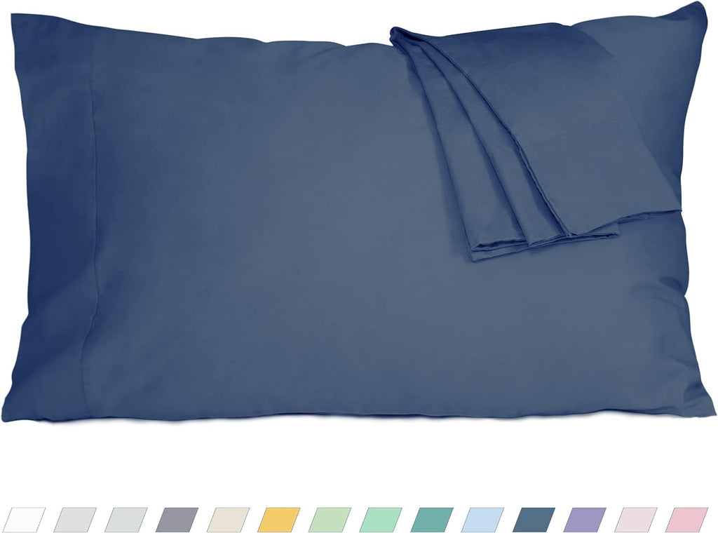 Homtec Pillow Cases, King Size Cotton Percale Weave Pillowcases, Pre-Shrunk Breathable and Hypoallergenic Pillowcases, Set of 2 (2 Piece Ki…