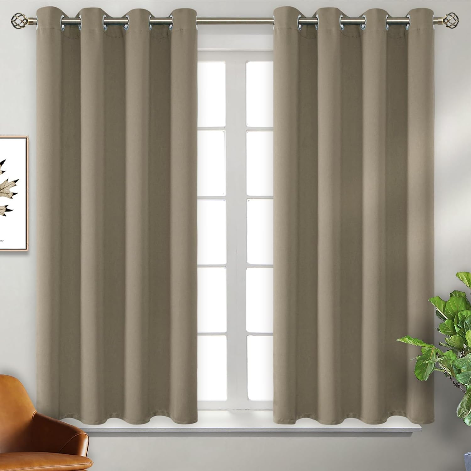 BGment Room Darkening Curtains 54 Inches Long - Grommet Thermal Insulated Drapes Window Treatment Curtains for Bedroom, 2 Panels, 52 x 54 I…