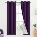 Yakamok Room Darkening 100% Blackout Curtains Grommet Window Treatments with 2 Thick Layers-Purple Thermal Insulated Drapes Set of 2 Panels…
