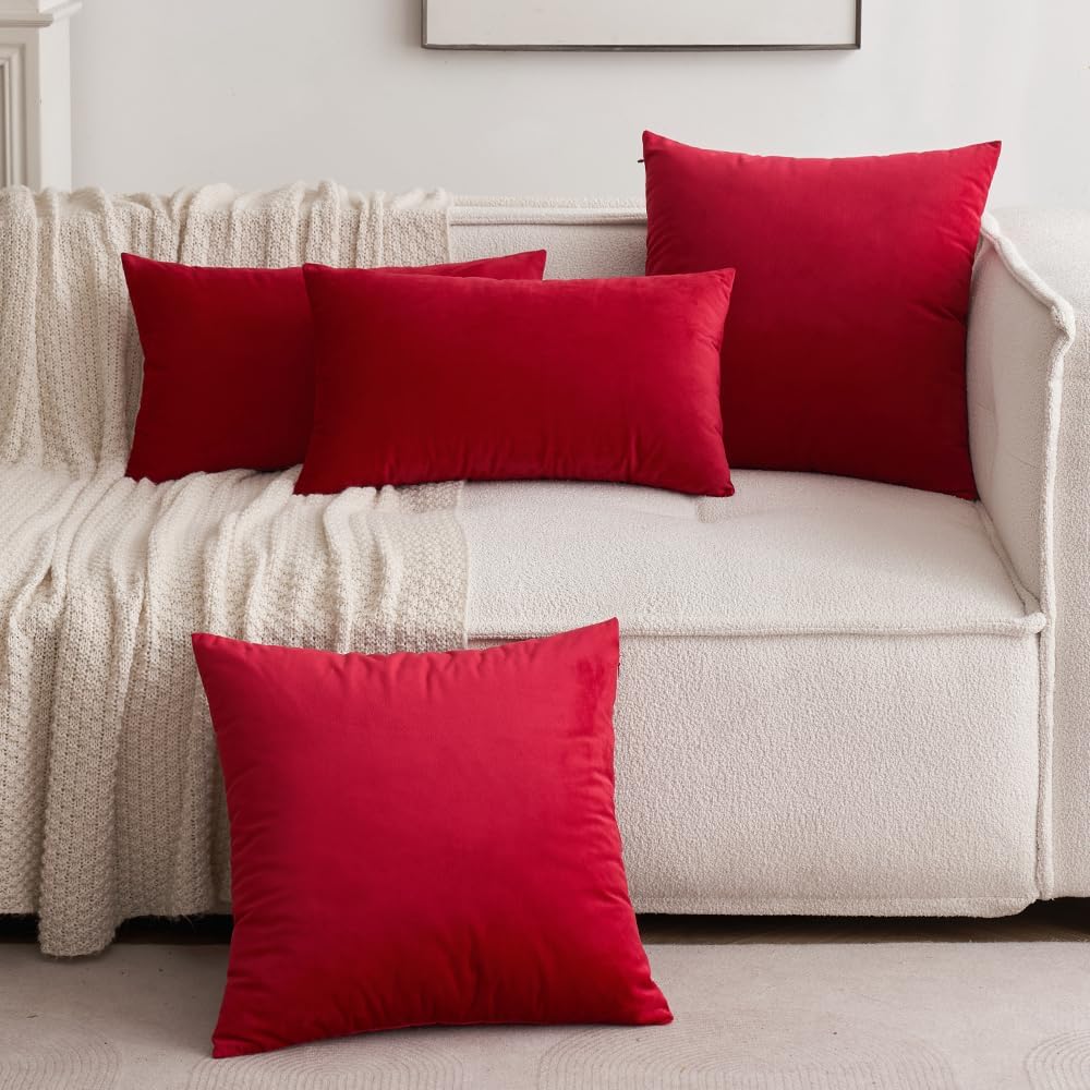 MIULEE Velvet Pillow Cover Christmas Decorative Lumbar Rectangle Pillowcase Soft Solid Cushion Case Home Decor for Couch Sofa Bedroom Car…