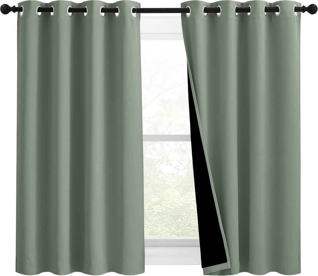 Nicetown 100% Blackout Curtains 54 inches Long, Double-Deck Completely Blackout Window Treatment Thermal Insulated Lined Drapes for Small W…