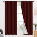 Yakamok Room Darkening 100% Blackout Curtains Grommet Window Treatments with 2 Thick Layers-Burgundy Red Thermal Insulated Drapes Set of 2…