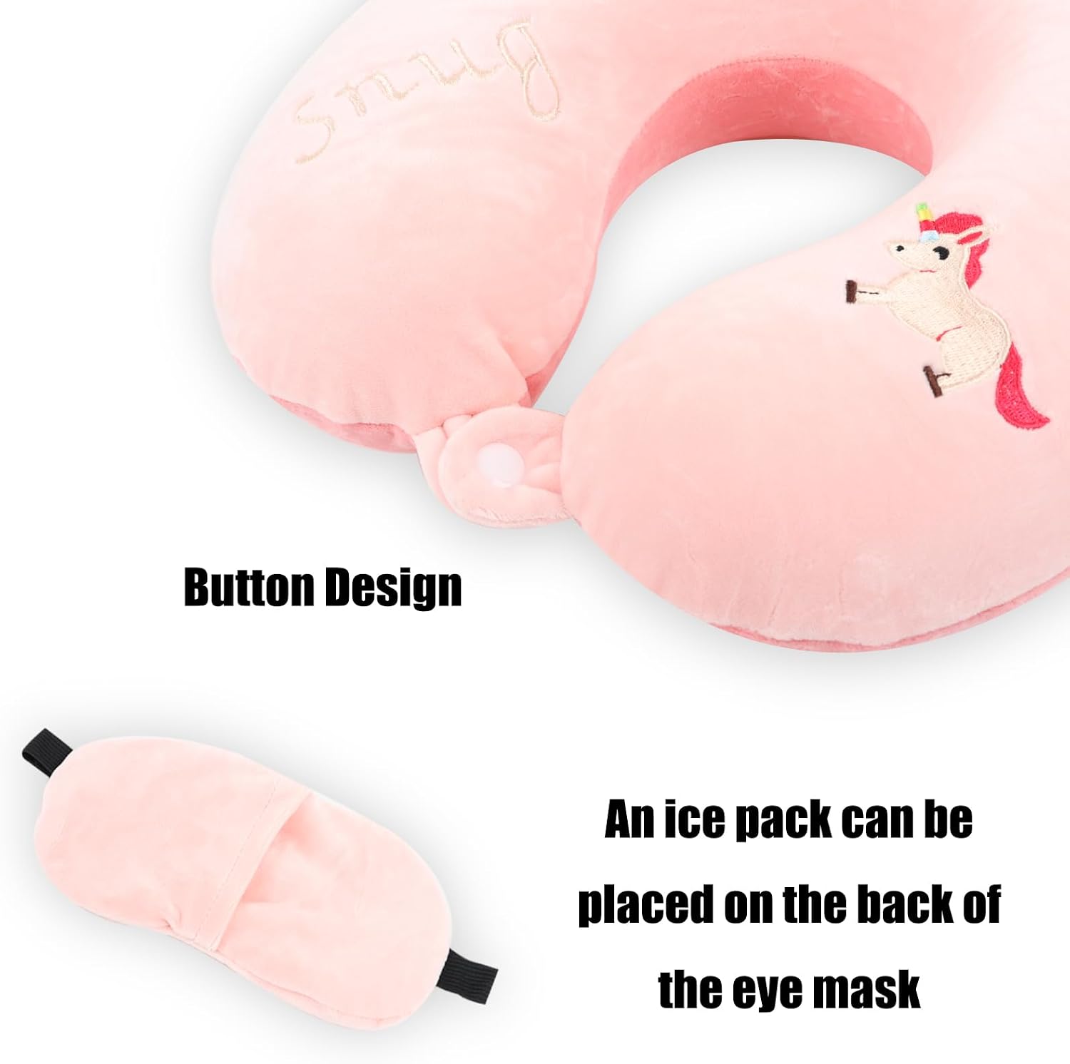 MissSoul Kids Neck Pillow for Travel with Sleep Eye Mask, Cute Travel Neck Pillow, Memory Foam Flight Sleeping Headrest Pillow for Boys & G…