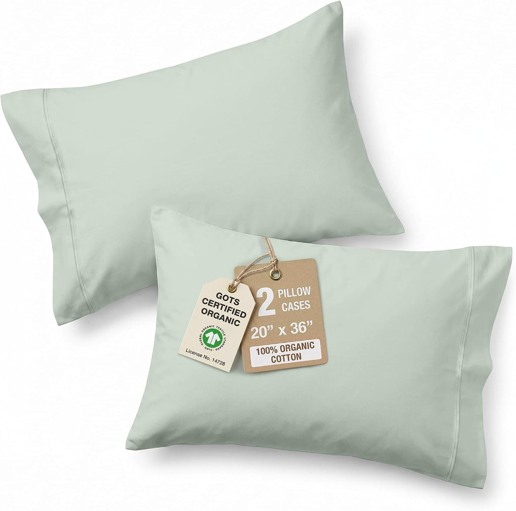 LaneLinen Lane Linen 100% Organic Cotton King Pillow Cases Set of 2 (20"x36") - Cool Blue 4 Inch Cotton Blue