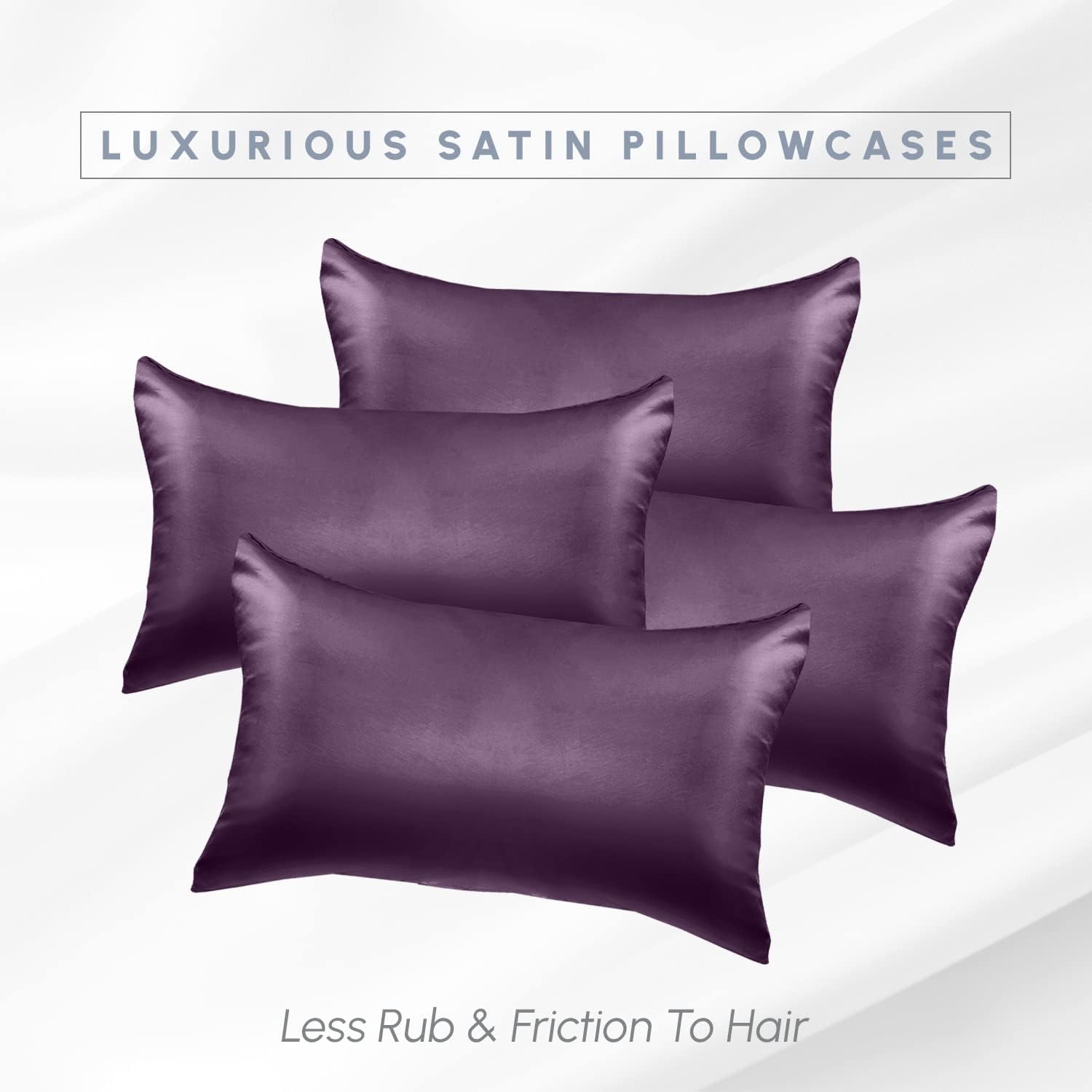 Elegantcomfort Elegant Comfort 4-Pack King Satin Pillowcase Set, Purple, 20" x 40"