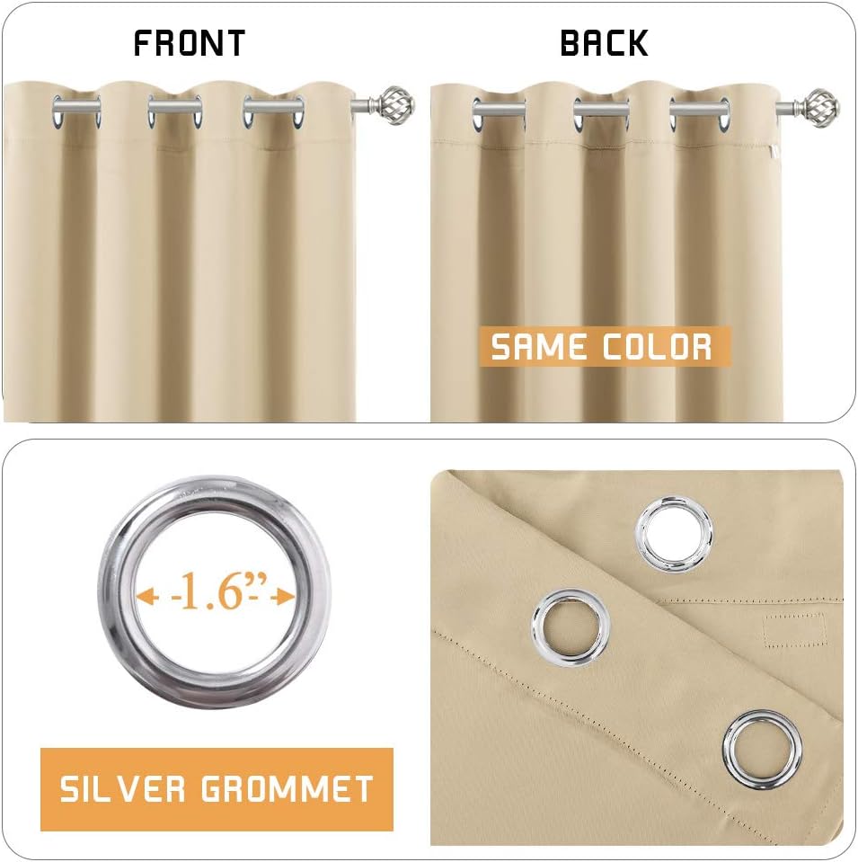 Rybhome RYB HOME Soundproof Curtains for Bedroom - Totally Room Darkening 3 Layers Blackout Window Drape Detachable Felt Liner Inside Noise…