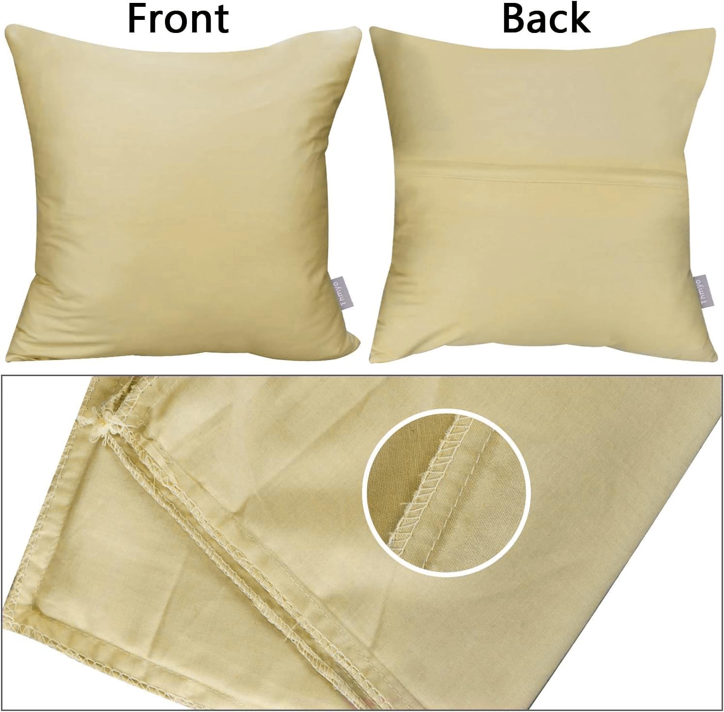 Thmyo 4-Pack 100% Cotton Comfortable Solid Decorative Throw Pillow Case Square Cushion Cover Pillowcase Sublimation Blank Pillow Covers DIY…