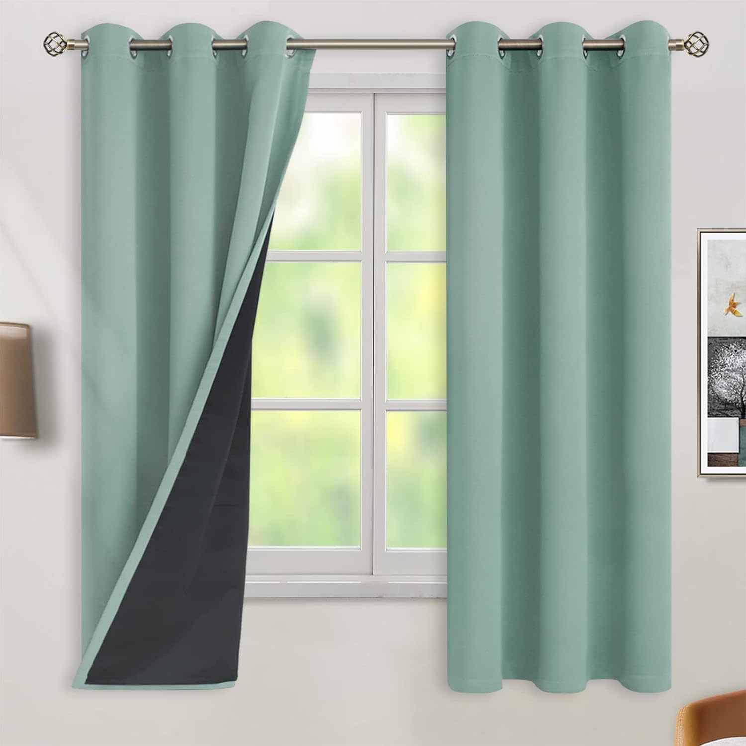 BGment Thermal Insulated 100% Blackout Curtains for Bedroom with Black Liner, Double Layer Full Room Darkening Noise Reducing Grommet Curta…
