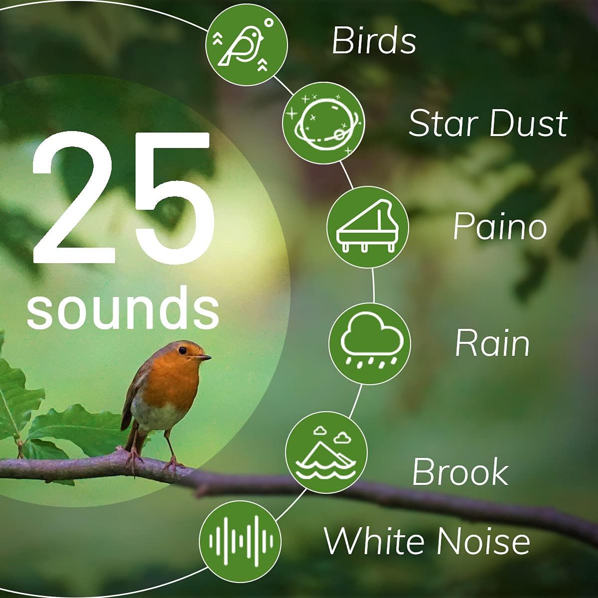 Magicteam White Noise Machine 10 Colors Lights and 25 Soothing Sounds Sleep Sound Machine with 5 Timers with Memory Feature Portable Sound…